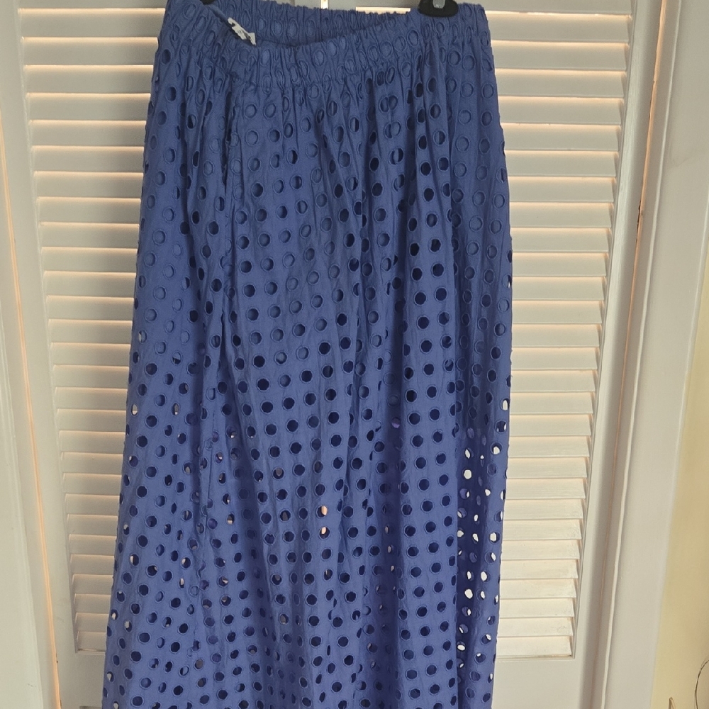 LOFT Blue Eyelet Maxi Skirt
